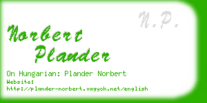 norbert plander business card